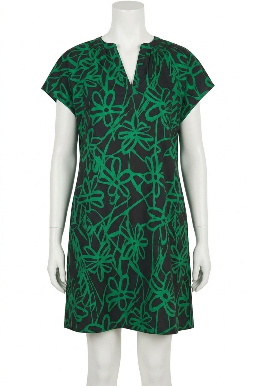 NEW PINCH sasha geo print mini dress in black & bright green
